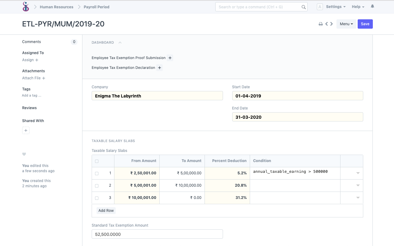 Open Source HRMS and Payroll - Payroll Period